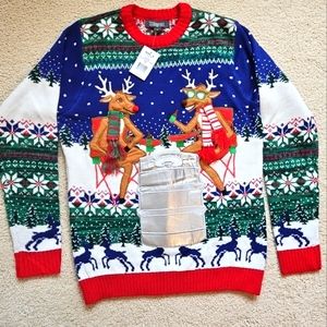 33degrees Men's Ugly Christmas Sweater Reindeer Drinking Beer